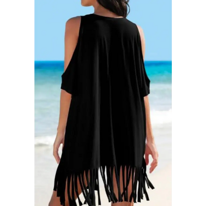 Fringe Cold Shoulder Dress - Chic & Comfy! Trendsi