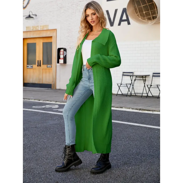 Cozy Collared Open Front Duster Cardigan Timeless Wardrobe Essential Clothing Tops Trendsi