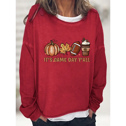 Elevate Game Day with Our IT’S GAME DAY Y’ALL Graphic Sweatshirt Clothing Tops Trendsi