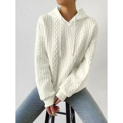 Elevate Your Style with the Textured Drawstring Long Sleeve Hoodie Clothing Tops Trendsi