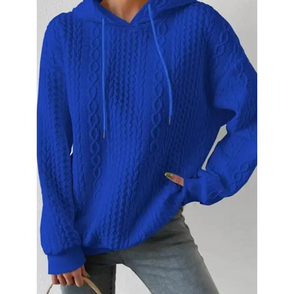 Elevate Your Style with the Textured Drawstring Long Sleeve Hoodie Clothing Tops Trendsi