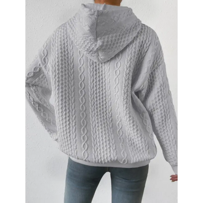 Elevate Your Style with the Textured Drawstring Long Sleeve Hoodie Clothing Tops Trendsi