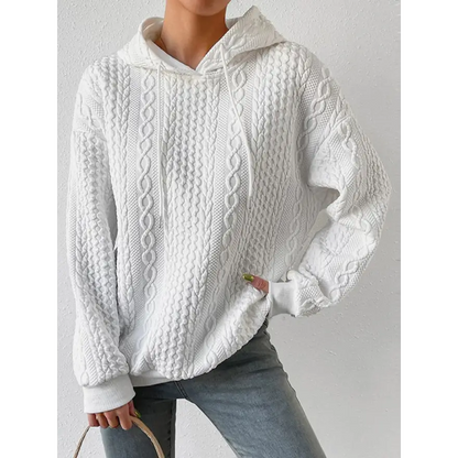 Elevate Your Style with the Textured Drawstring Long Sleeve Hoodie Clothing Tops Trendsi