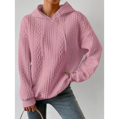 Elevate Your Style with the Textured Drawstring Long Sleeve Hoodie Clothing Tops Trendsi