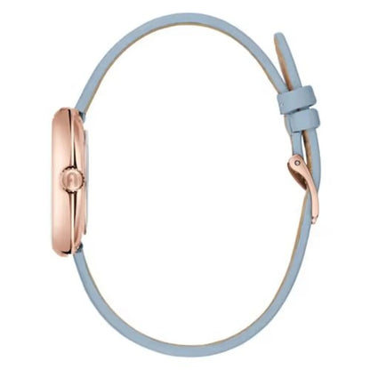 Furla Blue Leather Dress Watch with Pink Stainless Steel and Grey Dial