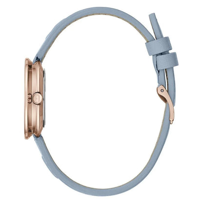 Furla Blue Leather Dress Watch with Pink Stainless Steel and Grey Dial