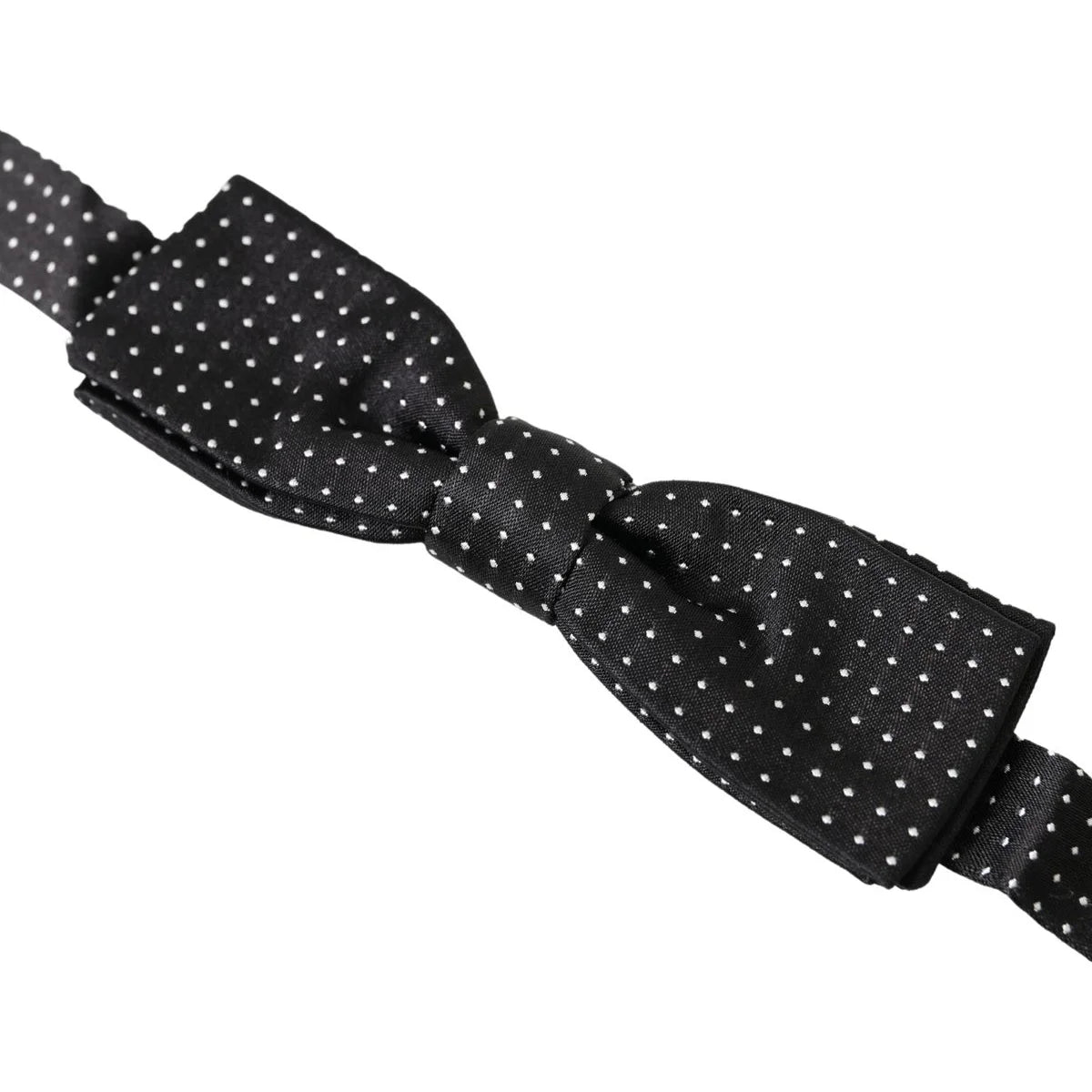 Gabbana Black Bow Tie with Silk Adjustable Neck Strap to Command Attention Dolce &