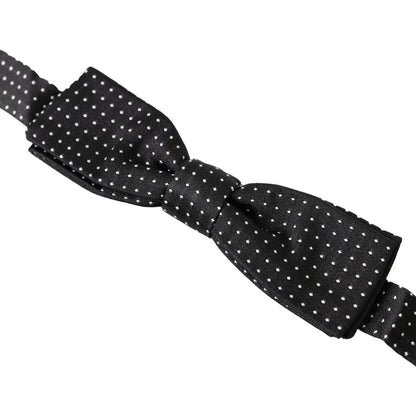 Gabbana Black Bow Tie with Silk Adjustable Neck Strap to Command Attention Dolce &