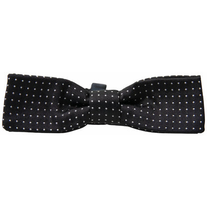 Gabbana Black Bow Tie with Silk Adjustable Neck Strap to Command Attention Dolce &