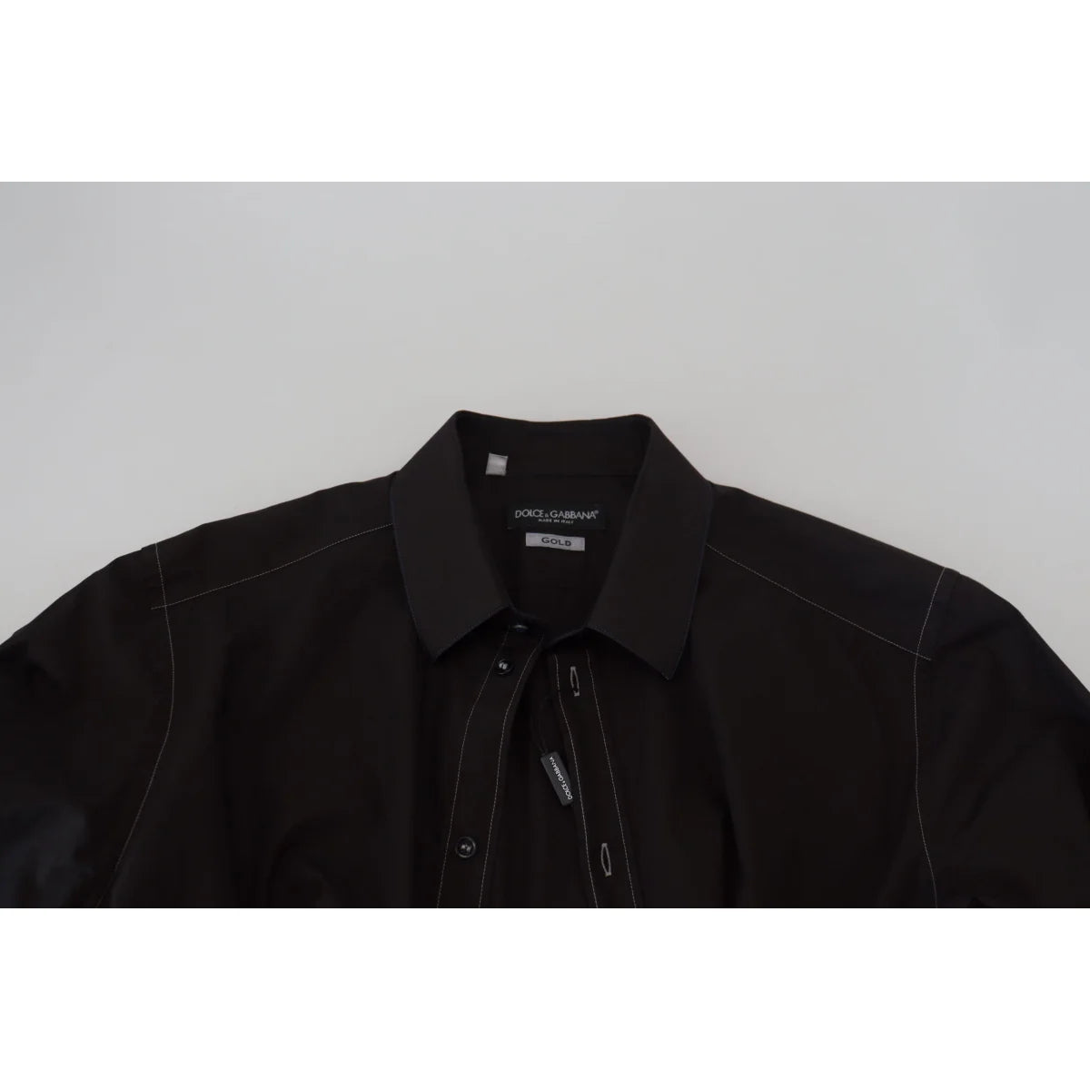 Gabbana Black Cotton Collared Long Sleeve Formal Shirt Dolce &