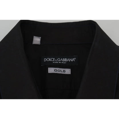 Gabbana Black Cotton Collared Long Sleeve Formal Shirt Dolce &