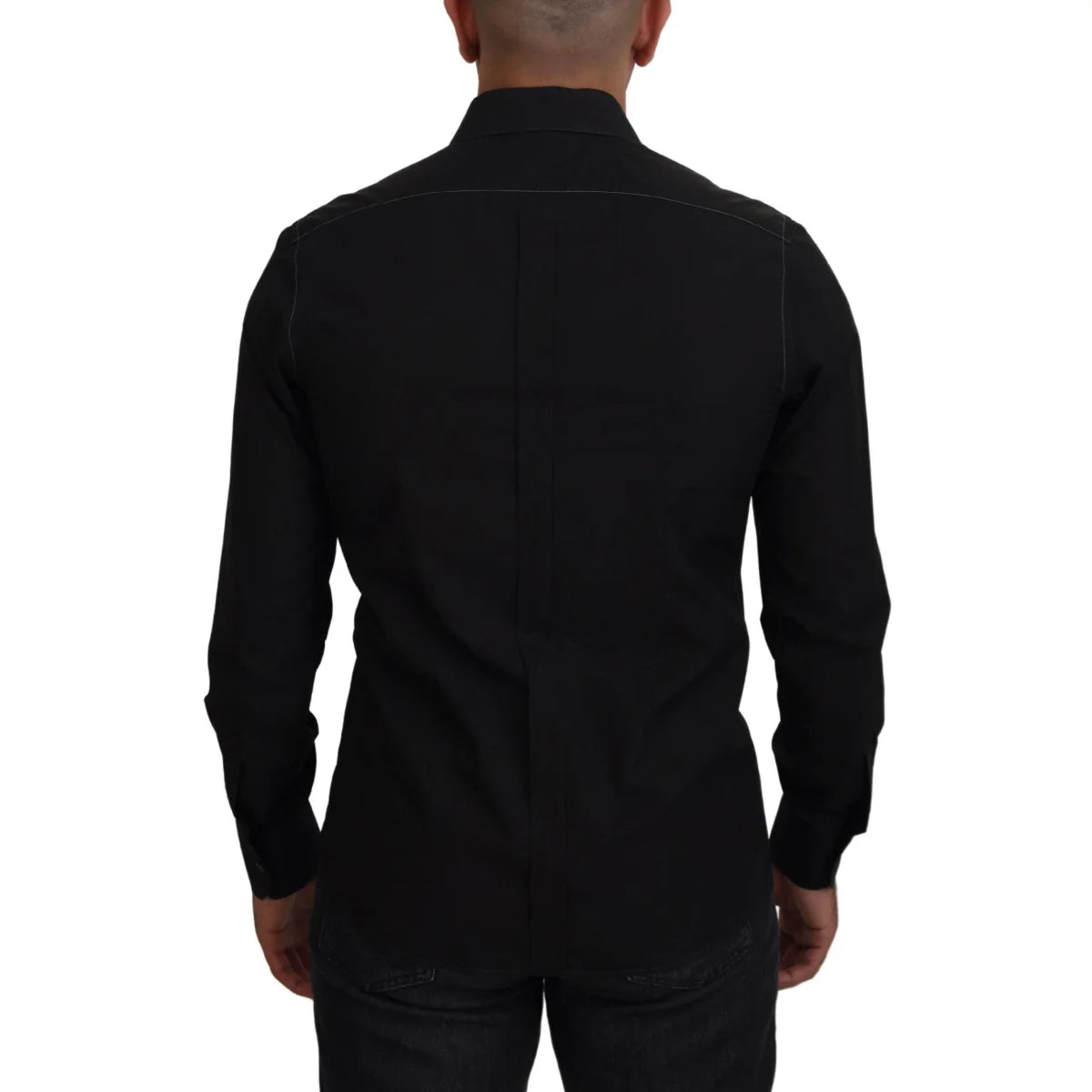 Gabbana Black Cotton Collared Long Sleeve Formal Shirt Dolce &