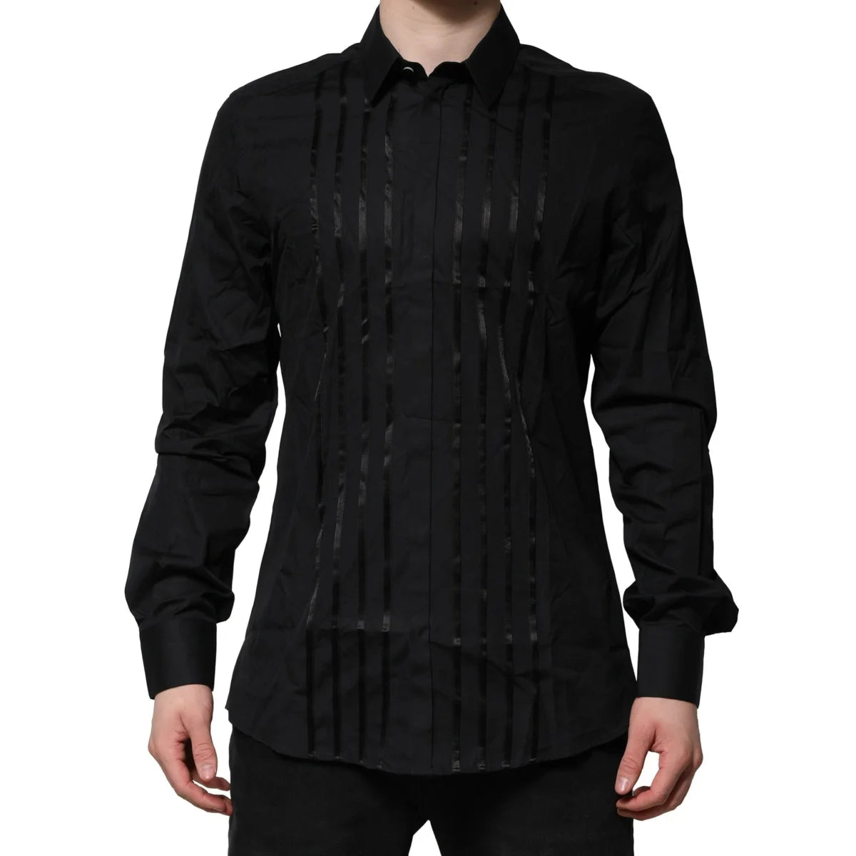 Gabbana Black Cotton Gold Mens Dress Shirt Classic Long Sleeve Style Dolce &