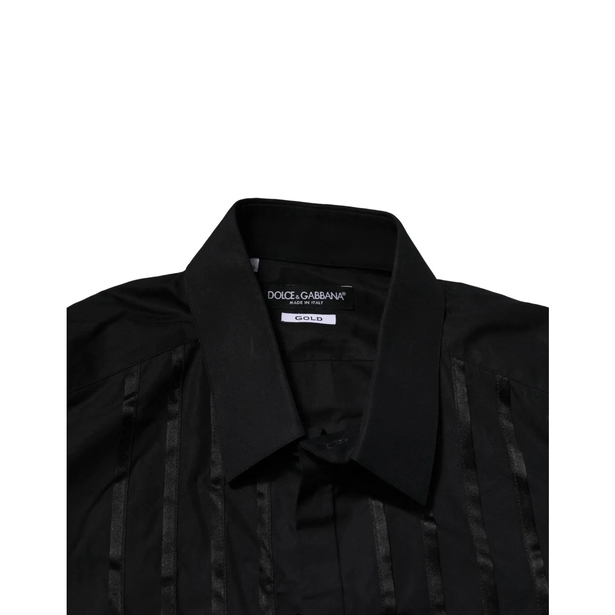 Gabbana Black Cotton Gold Mens Dress Shirt Classic Long Sleeve Style Dolce &