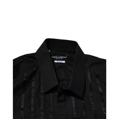 Gabbana Black Cotton Gold Mens Dress Shirt Classic Long Sleeve Style Dolce &