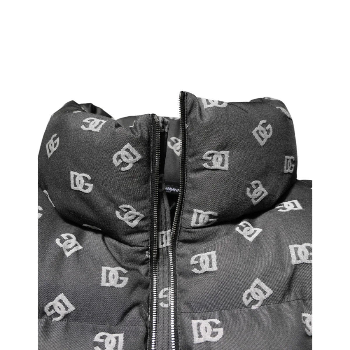 Gabbana Black DG Monogram Zip Puffer Jacket for Men Dolce &