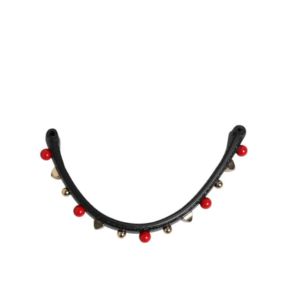 Gabbana Black Embellished Leather Shoulder Strap Handbag Accessory Dolce &