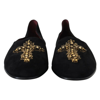 Gabbana Black Gold Loafers Shoes Radiate Seductive Dress Elegance Dolce &