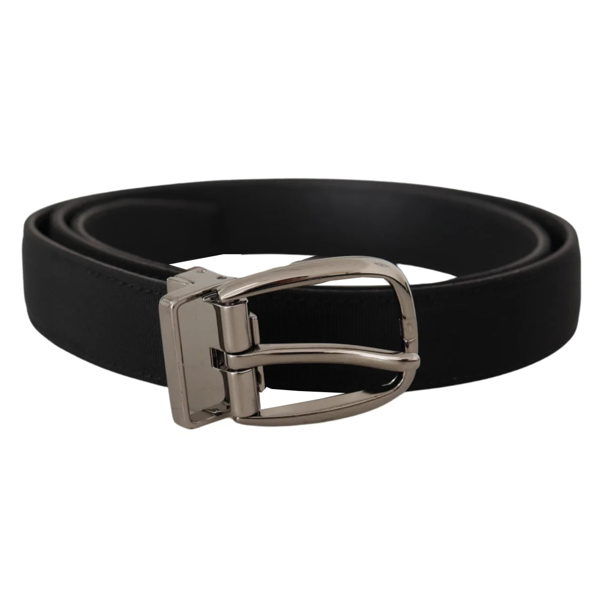 Gabbana Black Grosgrain Leather Belt Dress Sensation with Silver Buckle Dolce &