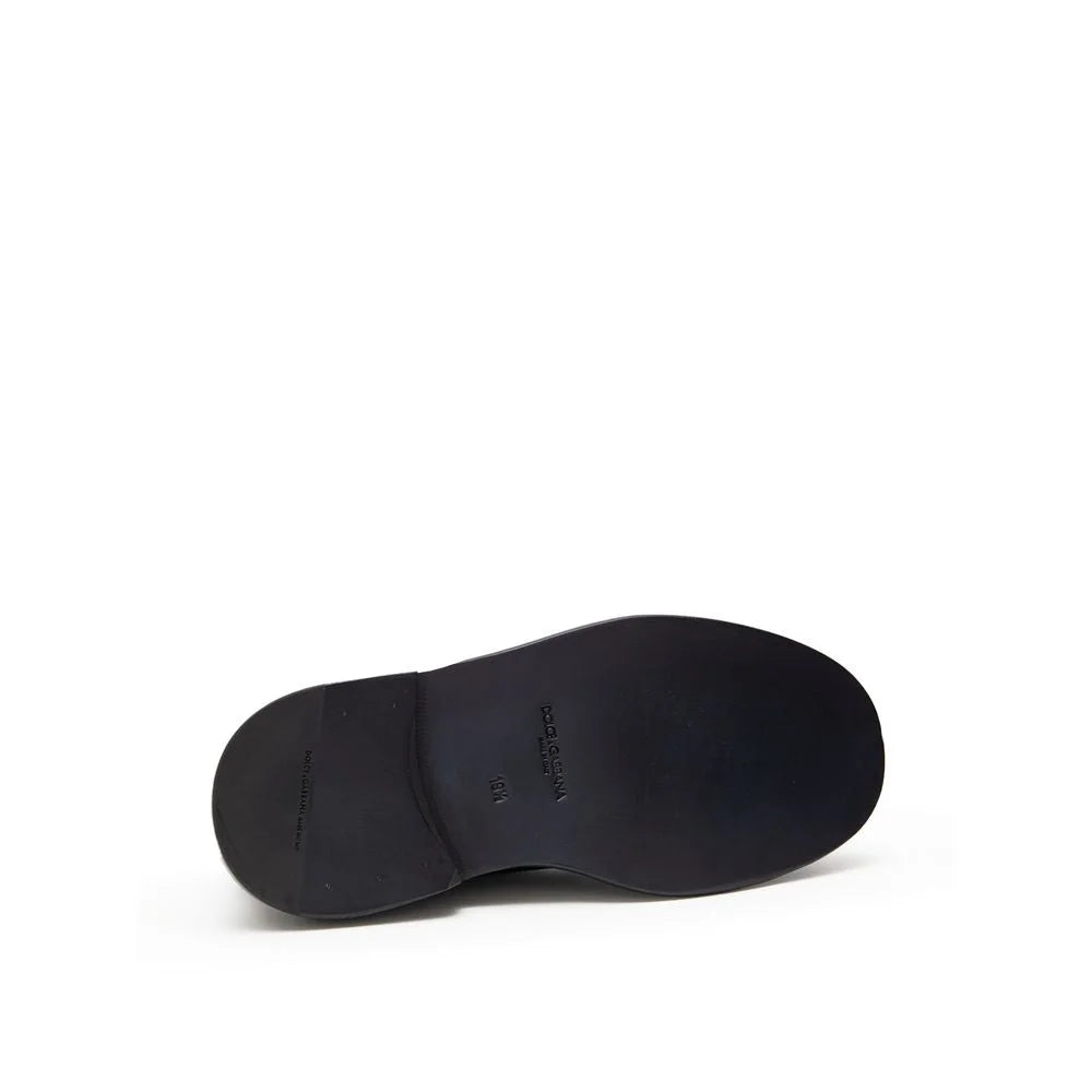 Gabbana Black Lace-Up Loafer with Maxi Sole and English Stitching Dolce &