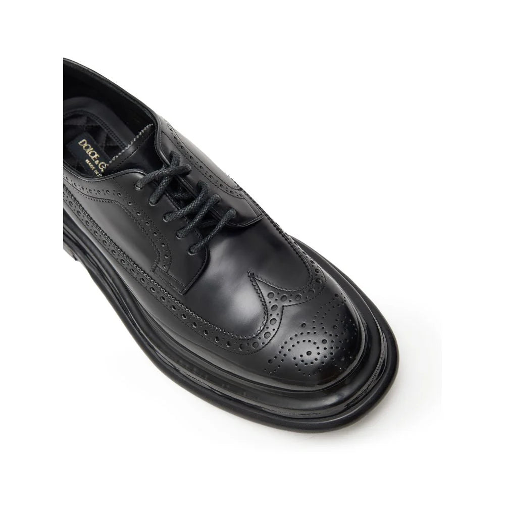 Gabbana Black Lace-Up Loafer with Maxi Sole and English Stitching Dolce &