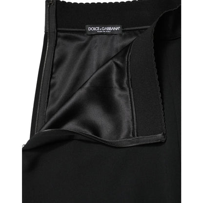 Gabbana Black Mid Waist Knee Length Skirt with Flattering A Line Shape Dolce &