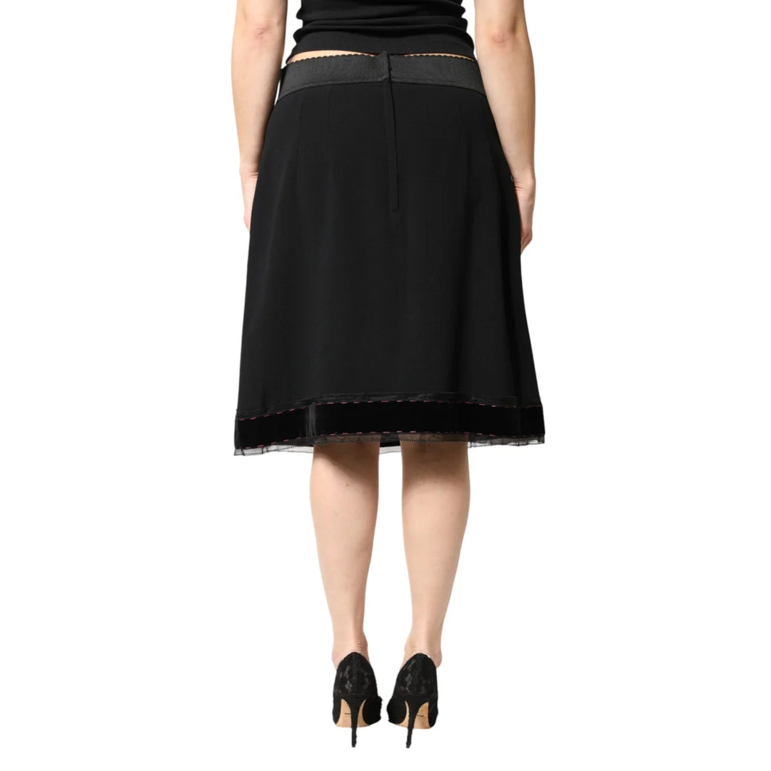 Gabbana Black Mid Waist Knee Length Skirt with Flattering A Line Shape Dolce &