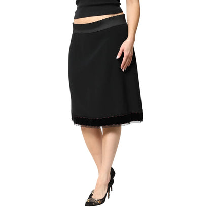 Gabbana Black Mid Waist Knee Length Skirt with Flattering A Line Shape Dolce &