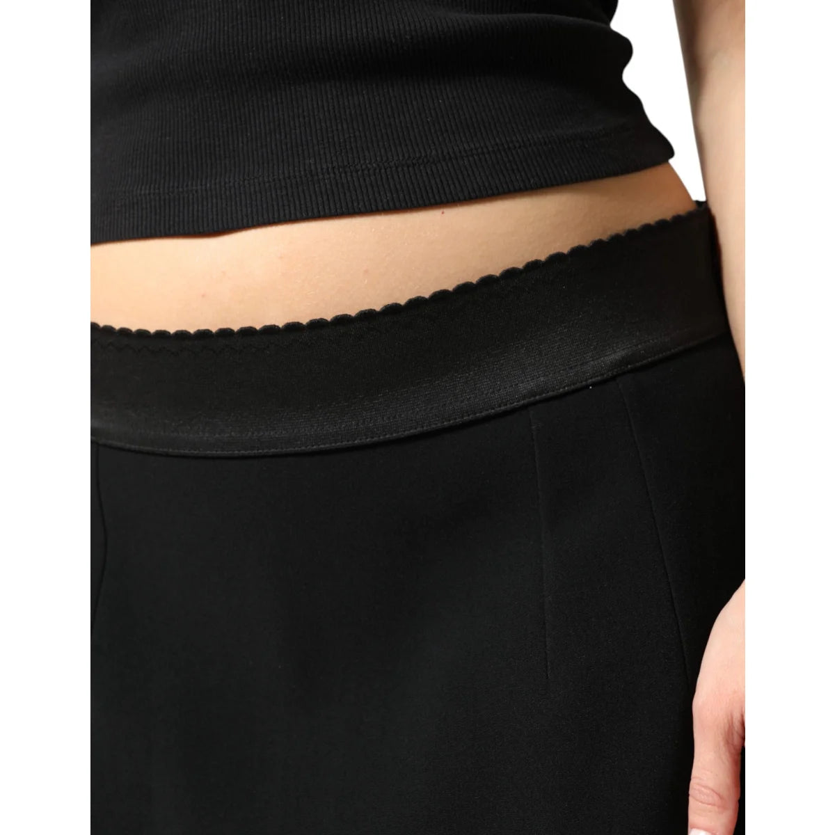 Gabbana Black Mid Waist Knee Length Skirt with Flattering A Line Shape Dolce &
