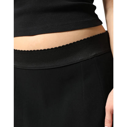 Gabbana Black Mid Waist Knee Length Skirt with Flattering A Line Shape Dolce &