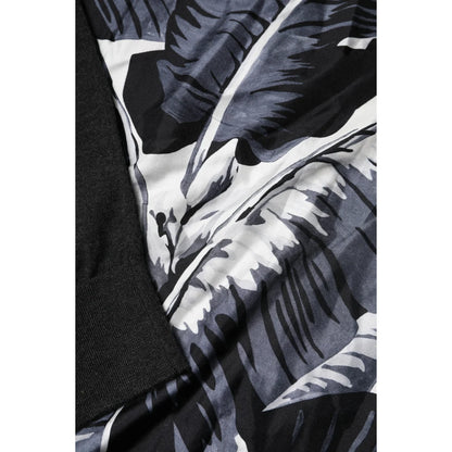 Gabbana Black Printed Knitted Pullover Sweater with Palm Leaf Back Dolce &