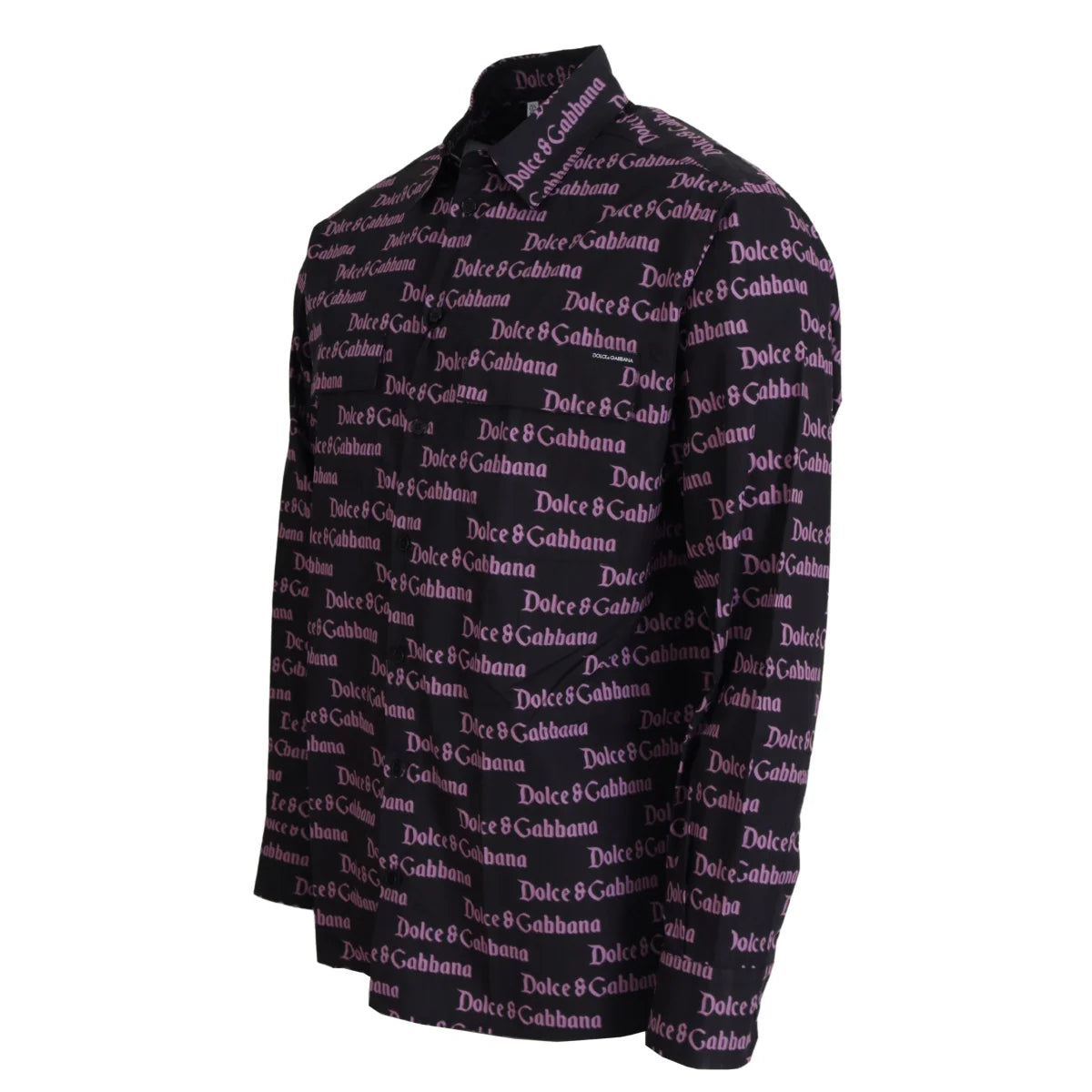 Gabbana Black Purple Logo Slim Dress Shirt Authentic Luxury Style Dolce &