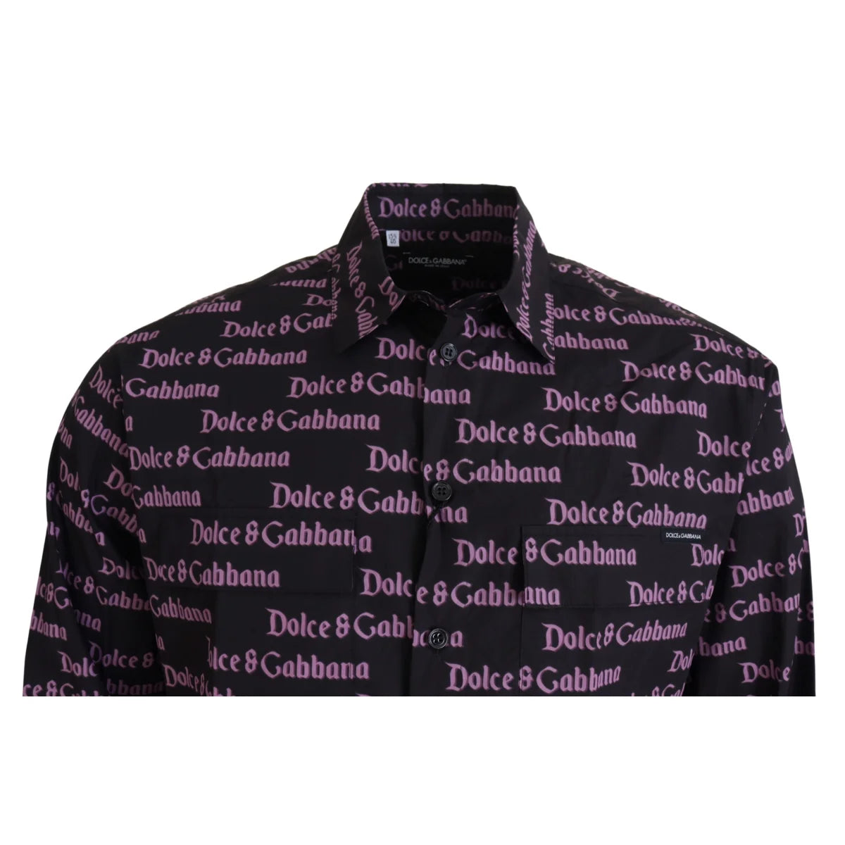 Gabbana Black Purple Logo Slim Dress Shirt Authentic Luxury Style Dolce &
