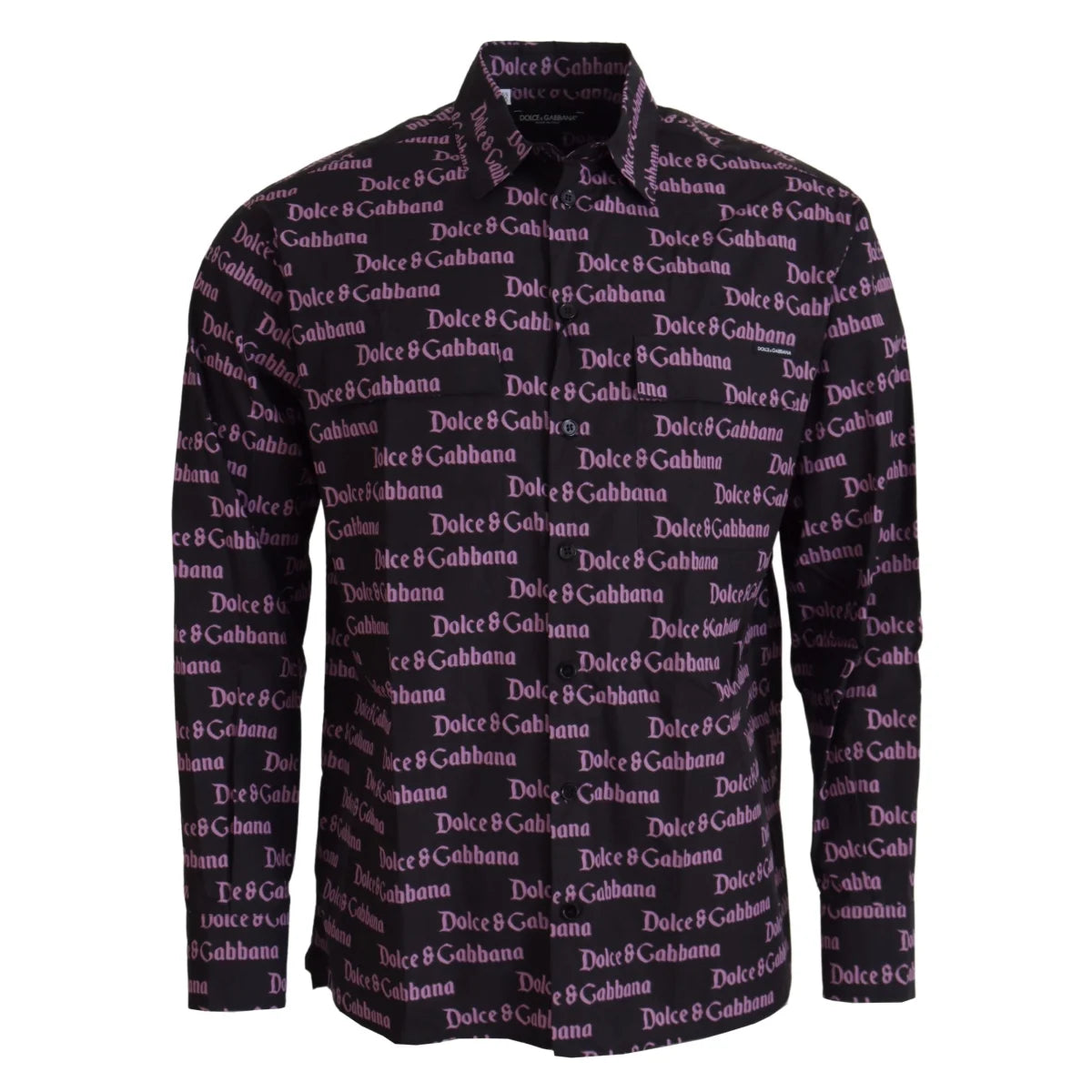 Gabbana Black Purple Logo Slim Dress Shirt Authentic Luxury Style Dolce &