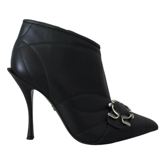 Gabbana Black Quilted Leather Booties Exude Sicilian Elegance Dolce &