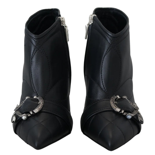 Gabbana Black Quilted Leather Booties Exude Sicilian Elegance Dolce &