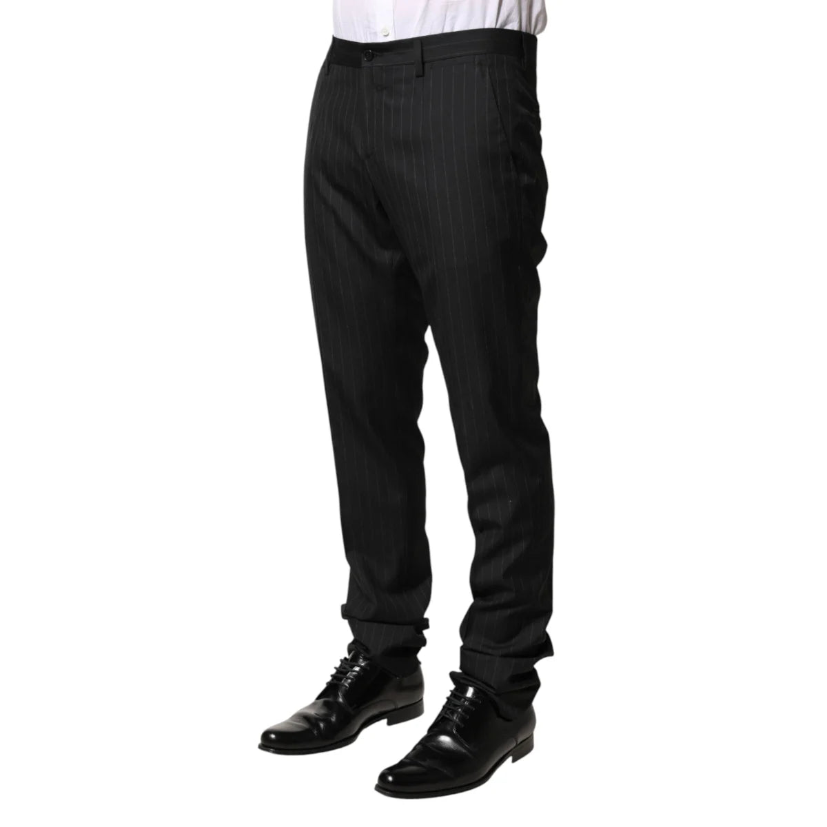 Gabbana Black Stripes Wool Men’s Trousers Tailored Elegance Dolce &