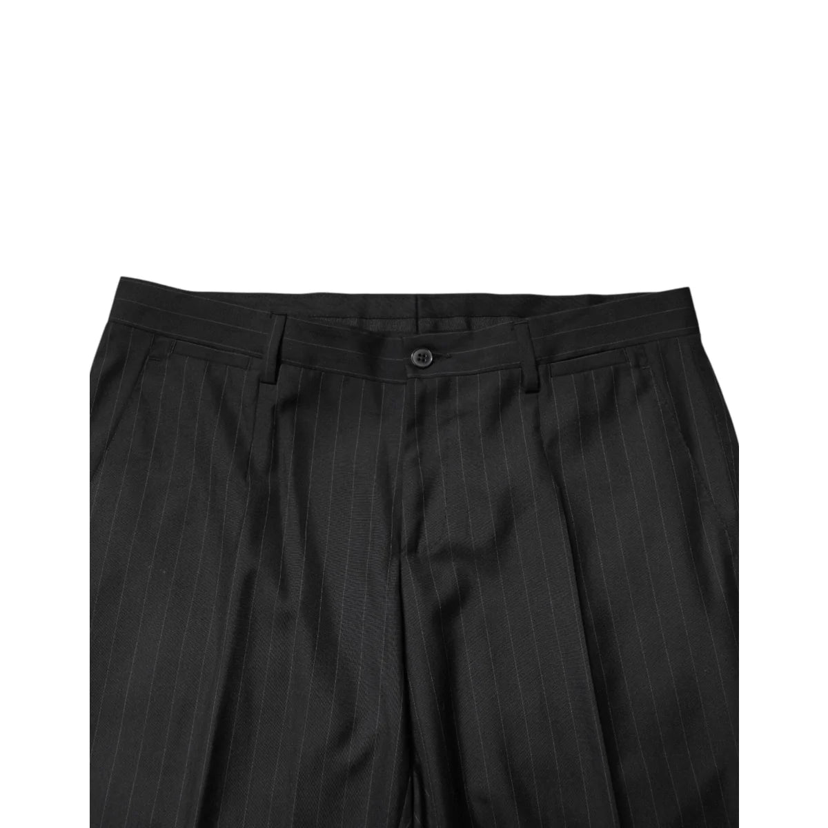 Gabbana Black Stripes Wool Men’s Trousers Tailored Elegance Dolce &