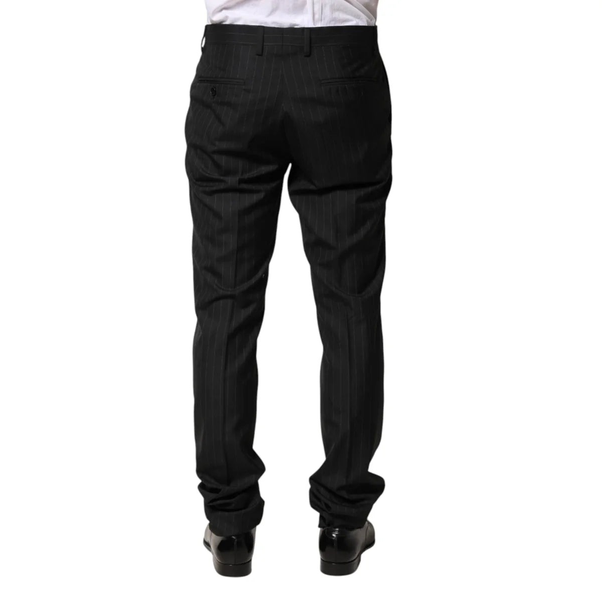 Gabbana Black Stripes Wool Men’s Trousers Tailored Elegance Dolce &