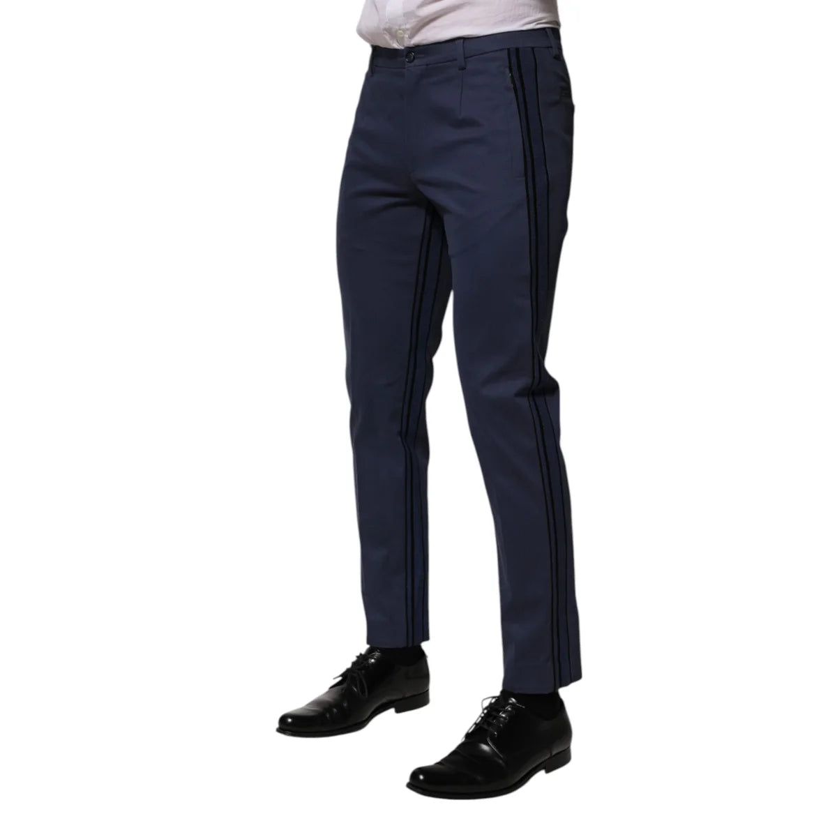 Gabbana Blue Cotton Formal Trousers Tailored for Modern Sophistication Dolce &