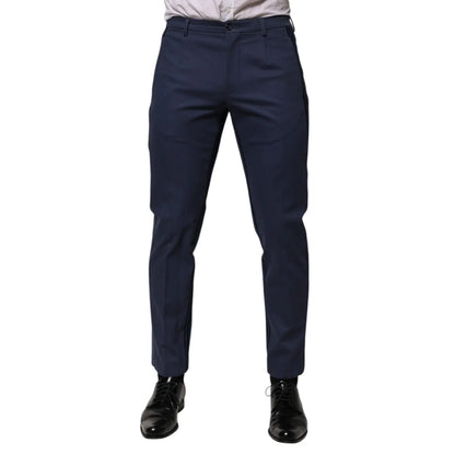 Gabbana Blue Cotton Formal Trousers Tailored for Modern Sophistication Dolce &
