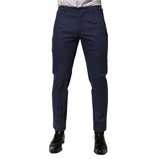 Gabbana Blue Cotton Formal Trousers Tailored for Modern Sophistication Dolce &