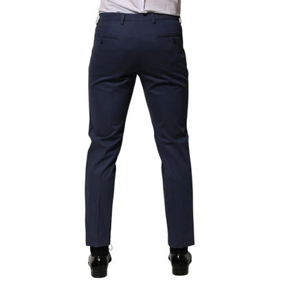 Gabbana Blue Cotton Formal Trousers Tailored for Modern Sophistication Dolce &