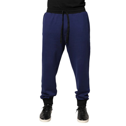 Gabbana Blue Cotton Jogger Trousers for Effortless Modern Style Dolce &