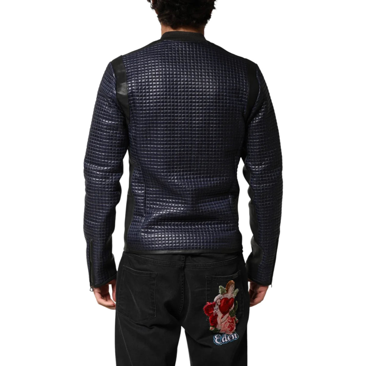 Gabbana Blue Nylon Bomber Jacket for Men Sleek Modern Style Dolce &