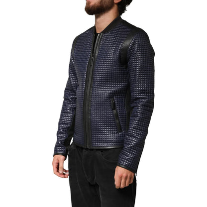 Gabbana Blue Nylon Bomber Jacket for Men Sleek Modern Style Dolce &