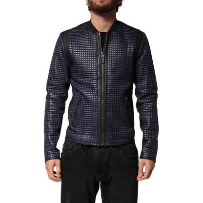 Gabbana Blue Nylon Bomber Jacket for Men Sleek Modern Style Dolce &