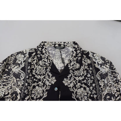Gabbana Blue Silk Floral Baroque Shirt Stunning Designer Fashion Dolce &