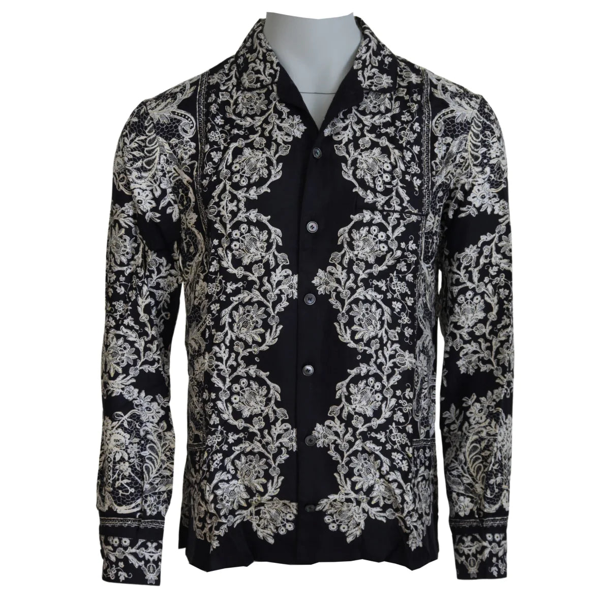 Gabbana Blue Silk Floral Baroque Shirt Stunning Designer Fashion Dolce &
