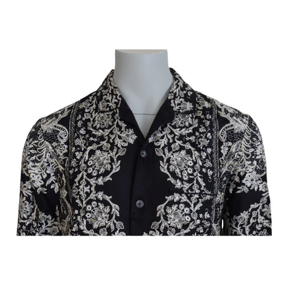 Gabbana Blue Silk Floral Baroque Shirt Stunning Designer Fashion Dolce &